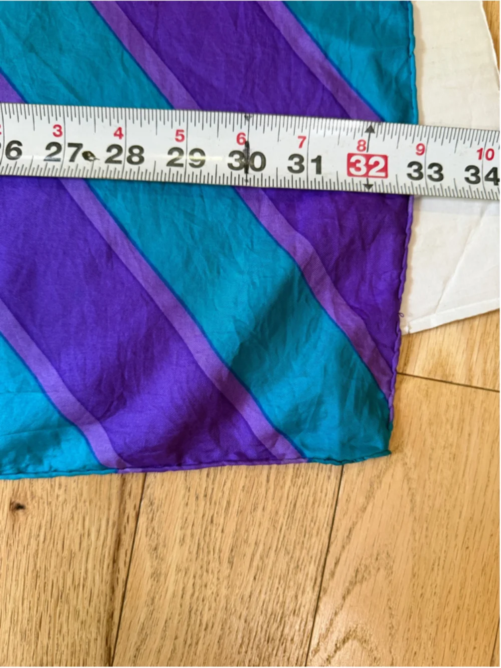 Vintage Yves Saint Laurent Purple Teal Striped Silk Scarf 34” x 33”